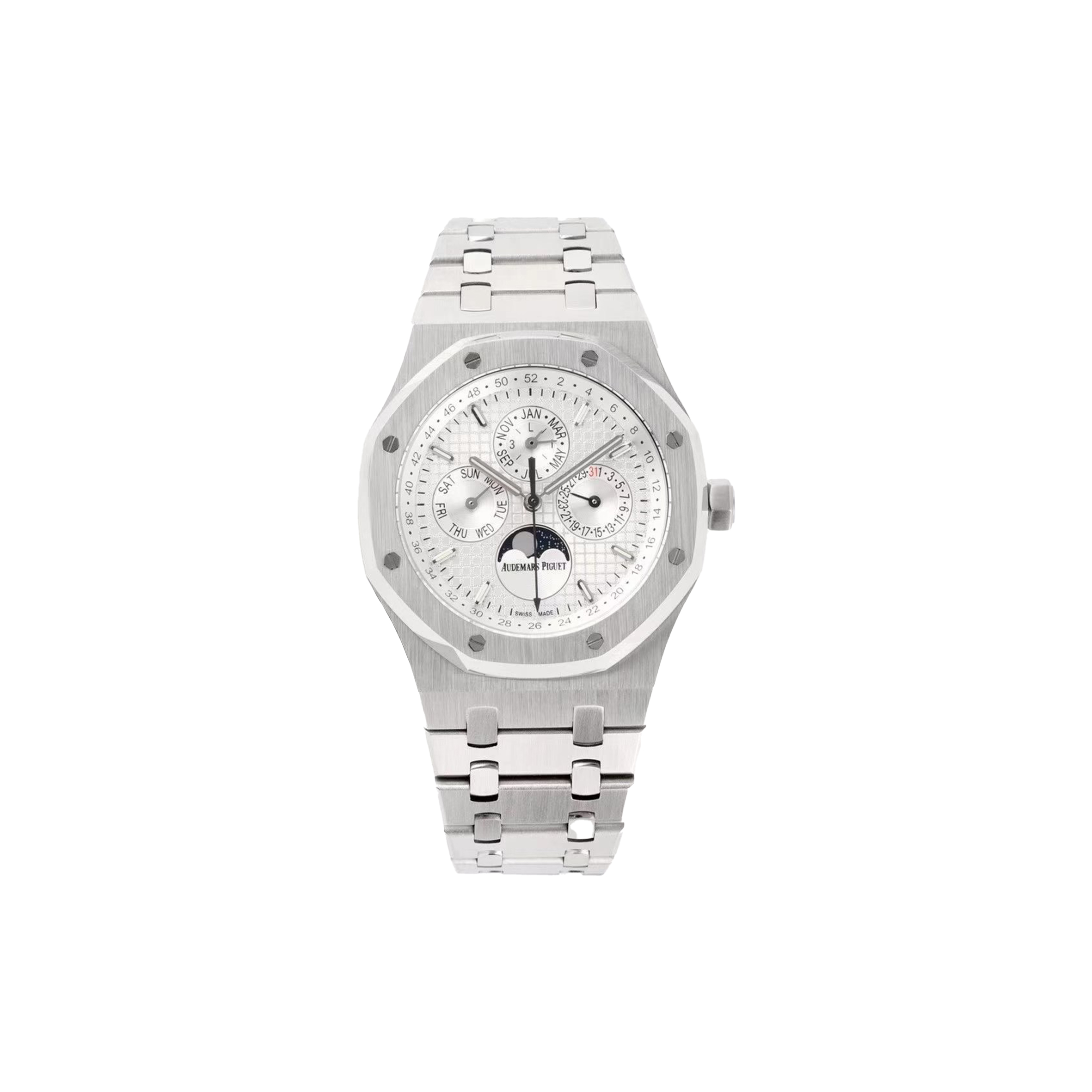 audemars P*g*et royal oak perpetual calendar steel white dial watch 26574st.oo.1220st.01